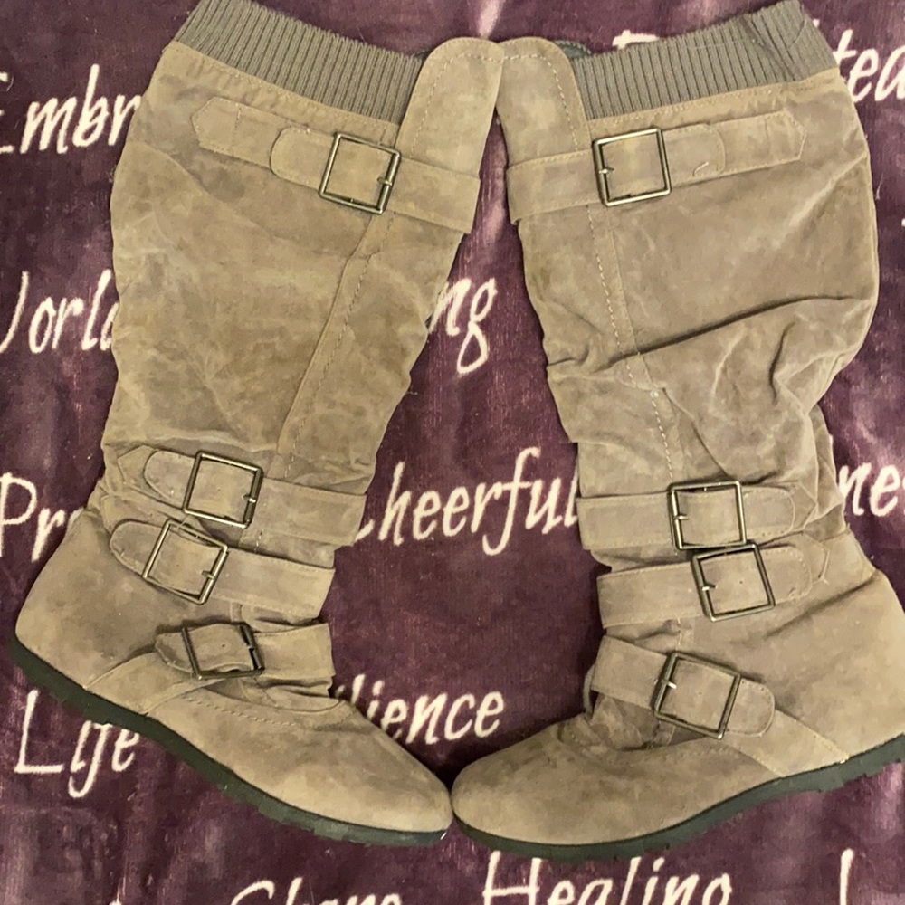Grey suede boots